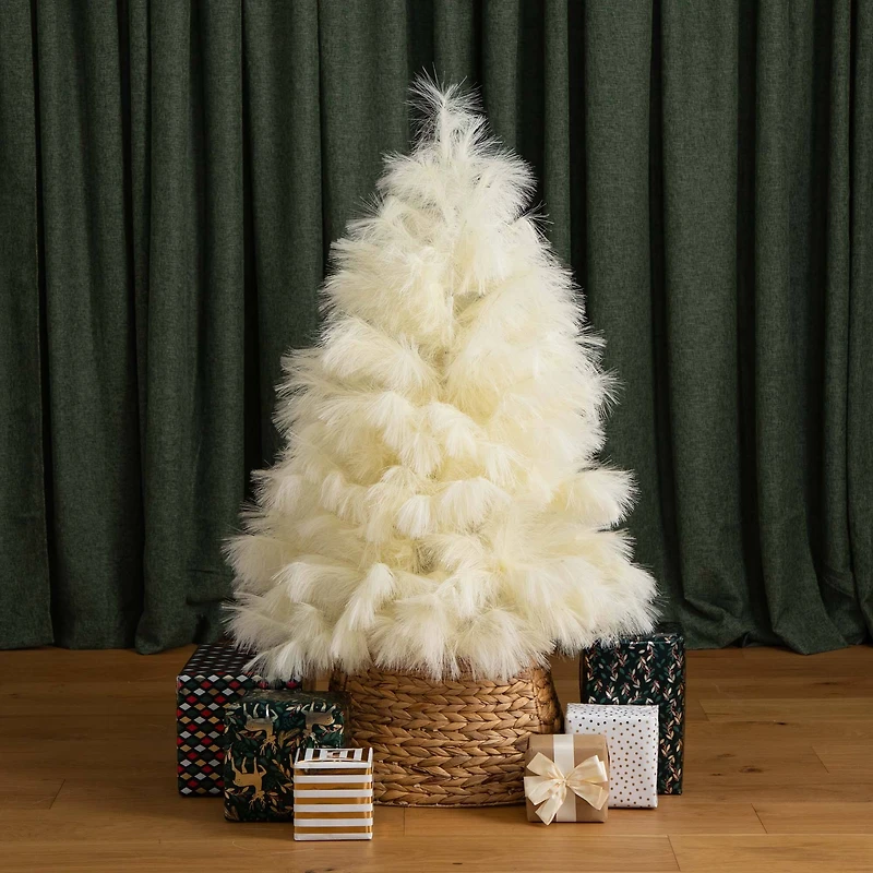 4ft. Unlit Off-White Pampas Grass Artificial Christmas Tree