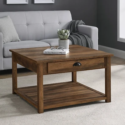 Walker Edison 30" Reclaimed Barnwood Square Country Coffee Table
