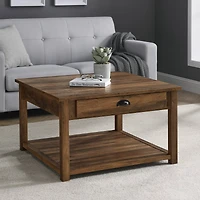 Walker Edison 30" Reclaimed Barnwood Square Country Coffee Table