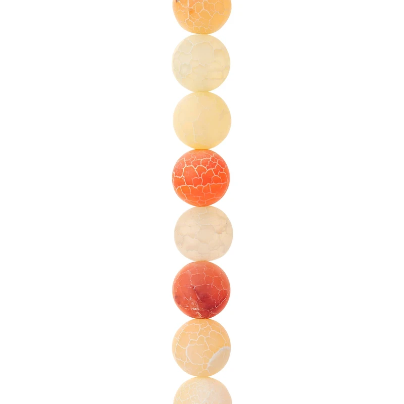 12 Pack: Orange Crackle Agate Round Beads, 10mm by Bead Landing™