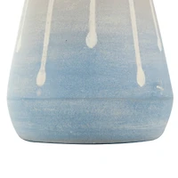 10" Blue & Gray Ceramic Abstract Ombre Drip Vase