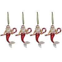 4 Pack 5" Santa Merman Glass Ornaments