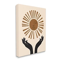 Stupell Industries Hands Holding Desert Sun with Face Linework Canvas Wall Art