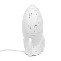Simple Designs 6" White Porcelain Rocketship Table Lamp