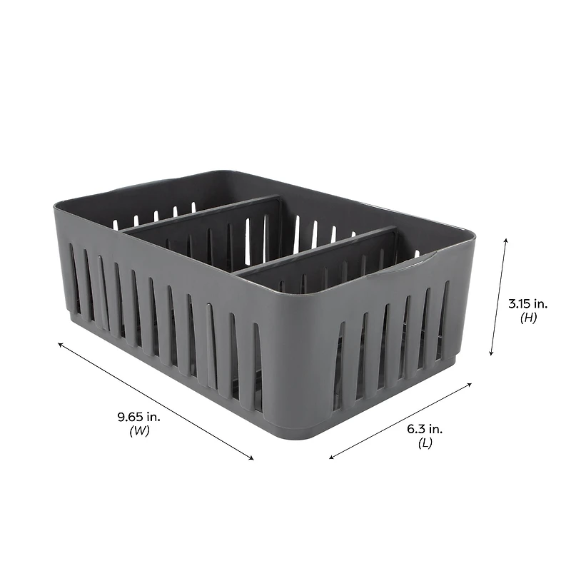 Simplify Gray Stackable Organizer Bin with Adjustable Dividers