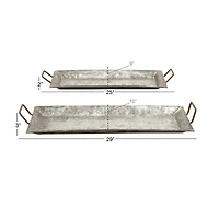 Gray Metal Farmhouse Tray Set