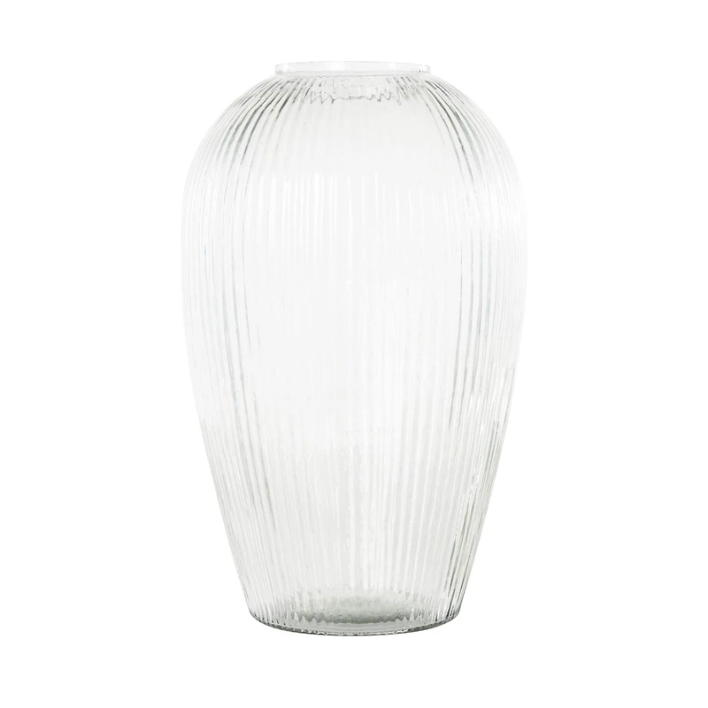 14" Clear Ribbed Glass Vase