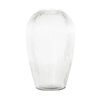 14" Clear Ribbed Glass Vase