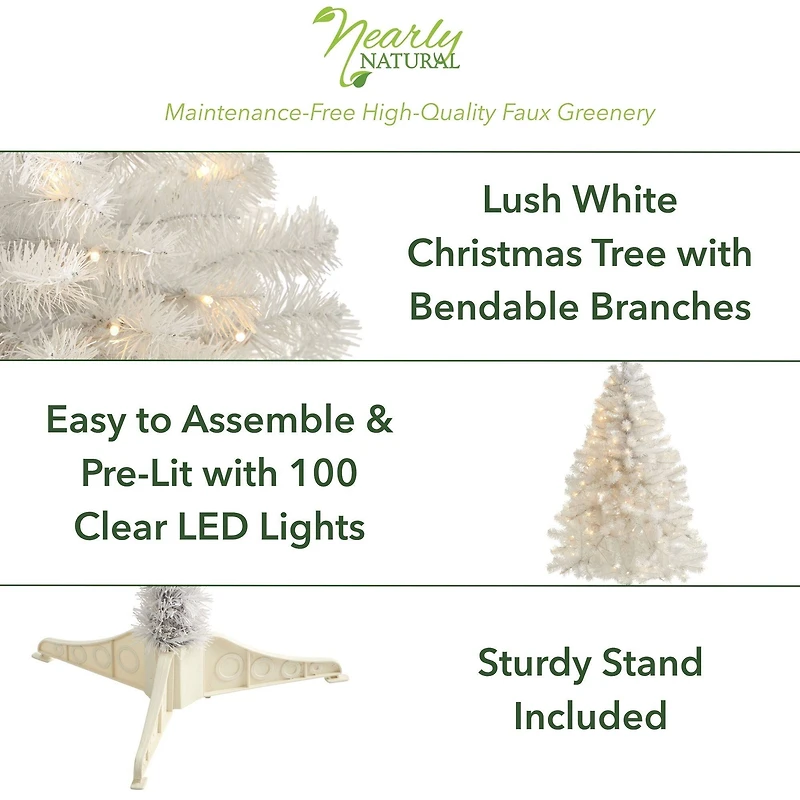 4ft. Pre-Lit White Artificial Christmas Tree, Clear LED Lights