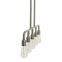 Hello Honey® Robert Stevenson Lighting Benson 36" Brushed Nickel 5-Light Exposed Bulb Metal Chandelier