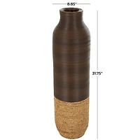 32" Dark Brown Seagrass Handmade Vase