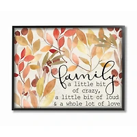 Stupell Industries Love Family Home Inspirational Word Leaves Red Yellow Design in Frame Wall Art