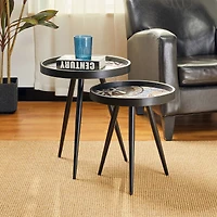 Glitzhome® Nesting Side Table with Polygonal Star Pattern Tray Top Set