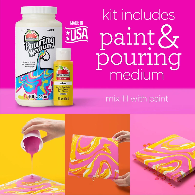 Apple Barrel® Acrylic Paints & Pour Medium 14 Piece Set