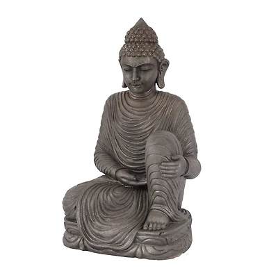 Dark Brown Traditional Buddha Garden Sculpture, 19" x 15" x 36"