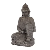 Dark Brown Traditional Buddha Garden Sculpture, 19" x 15" x 36"