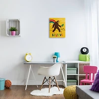 Stupell Industries Whimsical Believe Phrase Happy Smiling Big Foot Wall Art