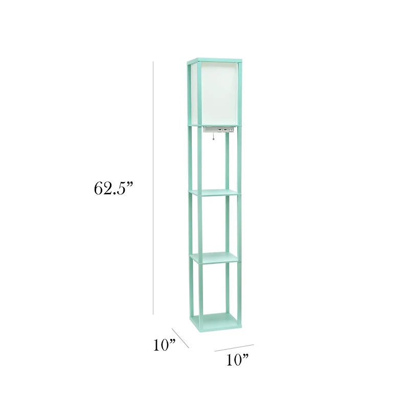 Simple Designs Floor Lamp with 2 USB Charging Ports/1 Outlet