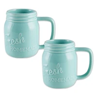 DII® Aqua Mason Jar Ceramic Mugs, 2ct.
