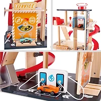 Hape Gearhead Stunt Garage Wooden High-Rise Car Parking Lot