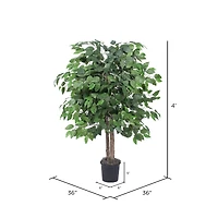 4ft. Artificial Ficus Bush with Black Plastic Pot