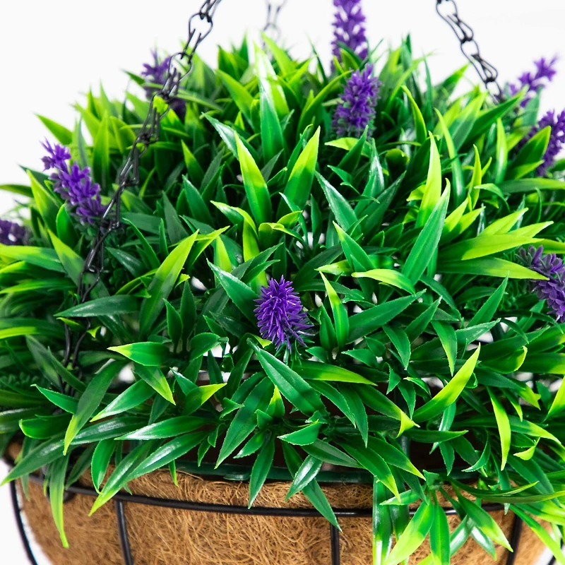 18in. UV Resistant Artificial Lavender Hanging Basket (Indoor/Outdoor)
