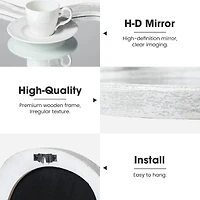 Glitzhome® 31.75" Washed White Wood Frame Wavy Wall Mirror