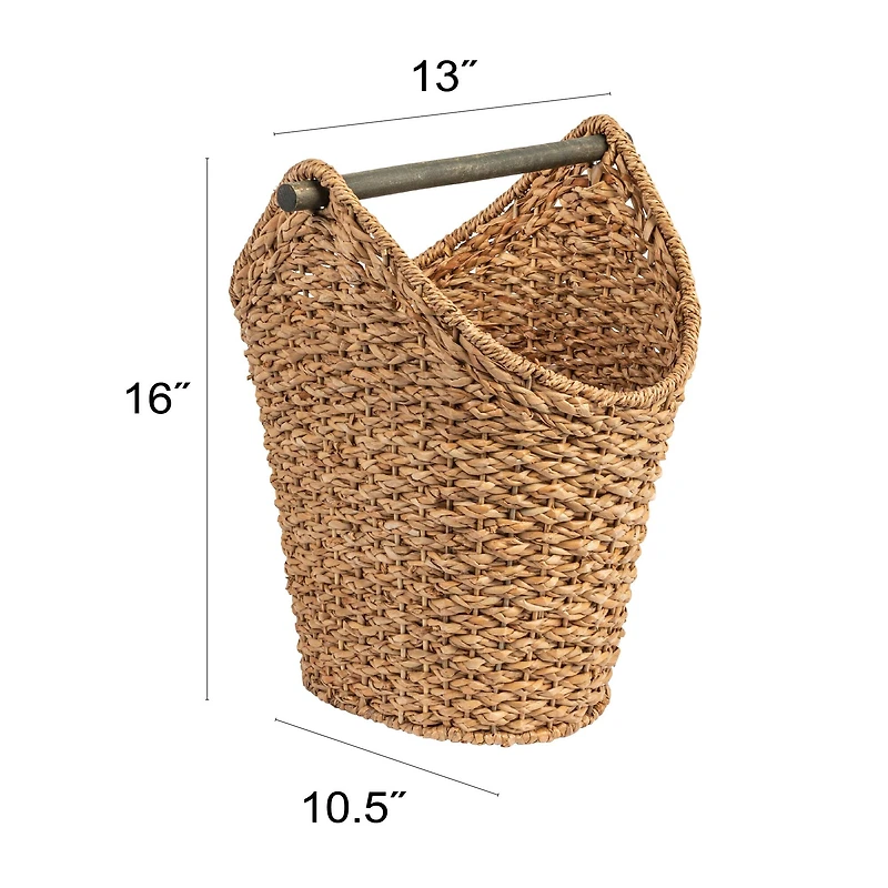 Hello Honey® 16" Bankuan Braided Oval Toilet Paper Basket with Wood Bar