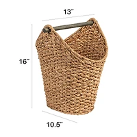 Hello Honey® 16" Bankuan Braided Oval Toilet Paper Basket with Wood Bar