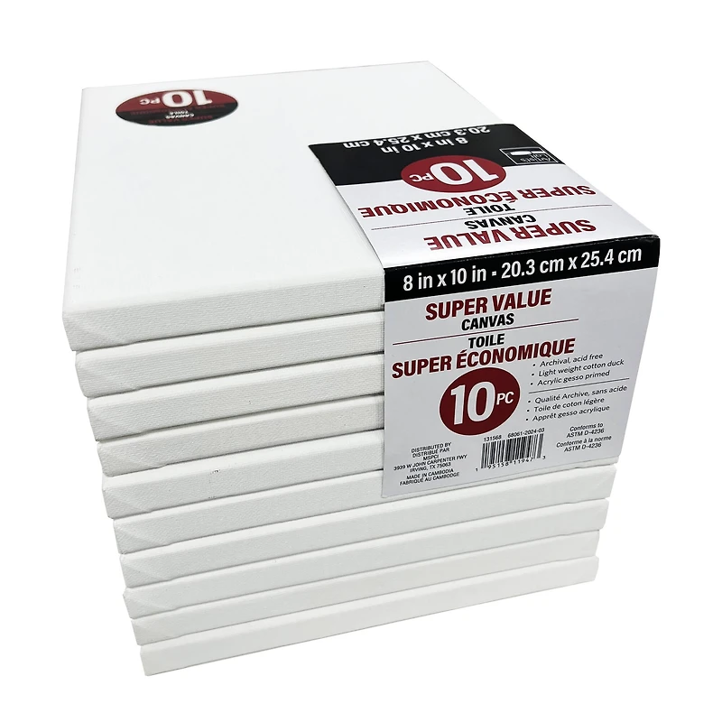 10 Pack 8" x 10" Super Value Canvas by Artist's Loft®