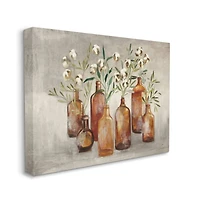 Stupell Industries Country Cotton Flower Stems in Glasses Brown Tan Painting Canvas Wall Art