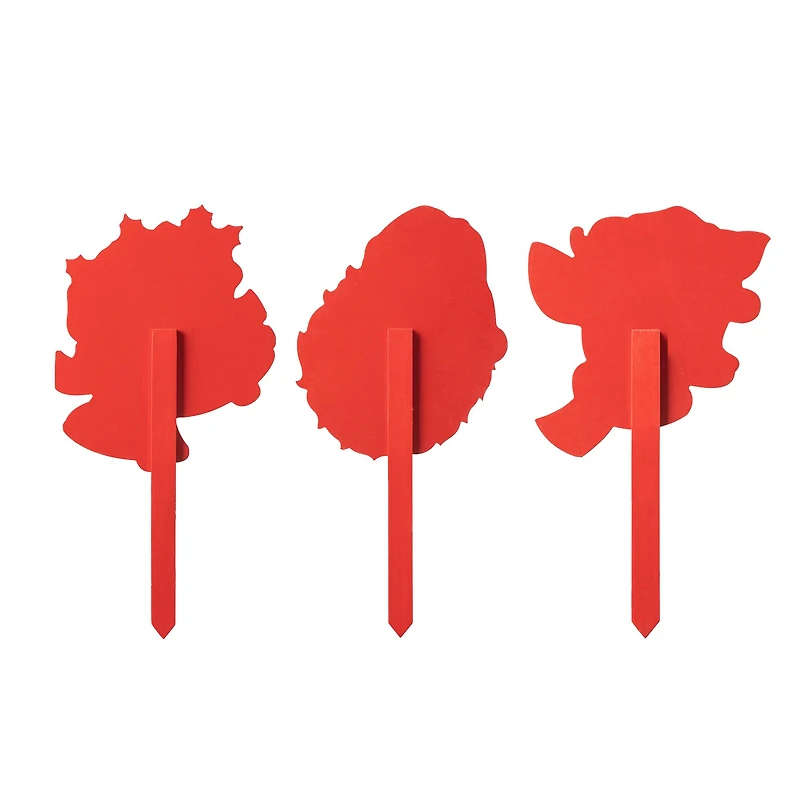 Glitzhome® Wooden Glitter Santa, Bell & Reindeer Yard Stake Set