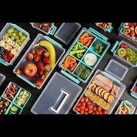 John Bead 8" Joy Filled Clear & Turquoise Stackable Storage With Handle