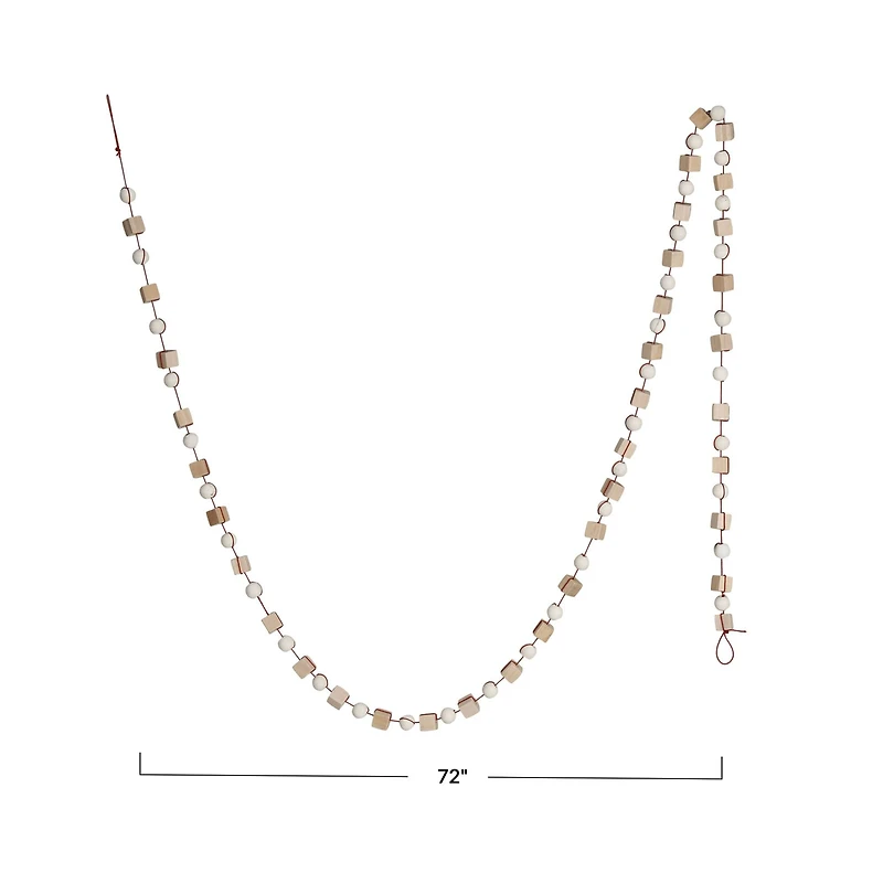 Hello Honey® 6ft. Paulownia Wood Mixed Shapes Beads & Red String Garland