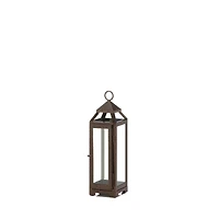 13" Iron & Glass Copper Lantern