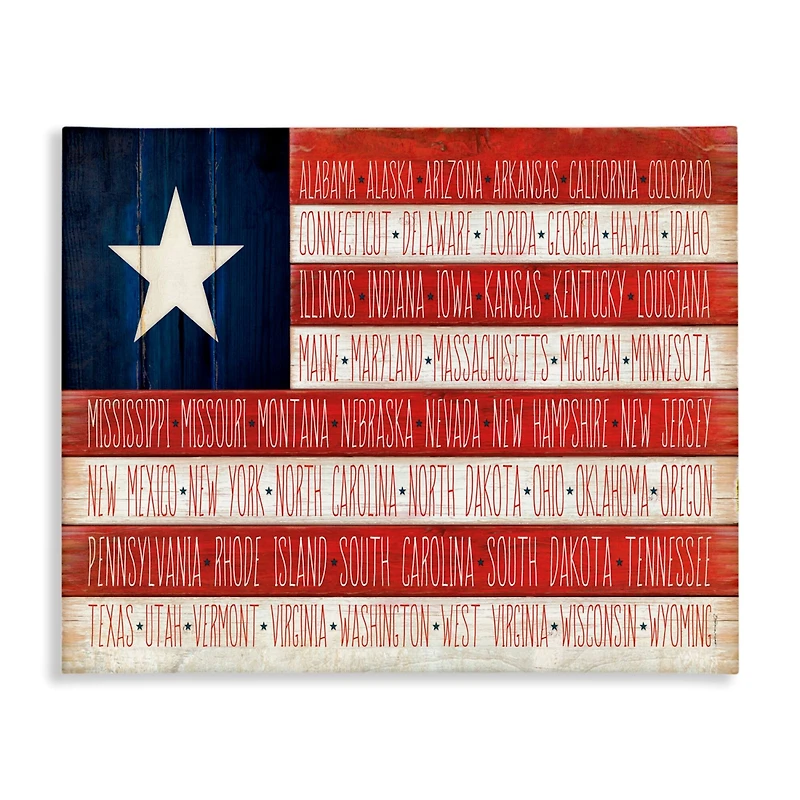 Stupell Industries American Flag with States Canvas Wall Art