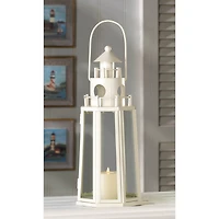 11.75" Ivory Lighthouse Hanging Candle Lantern