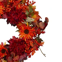 24" Leaves & Flowers Fall Harvest Wreath