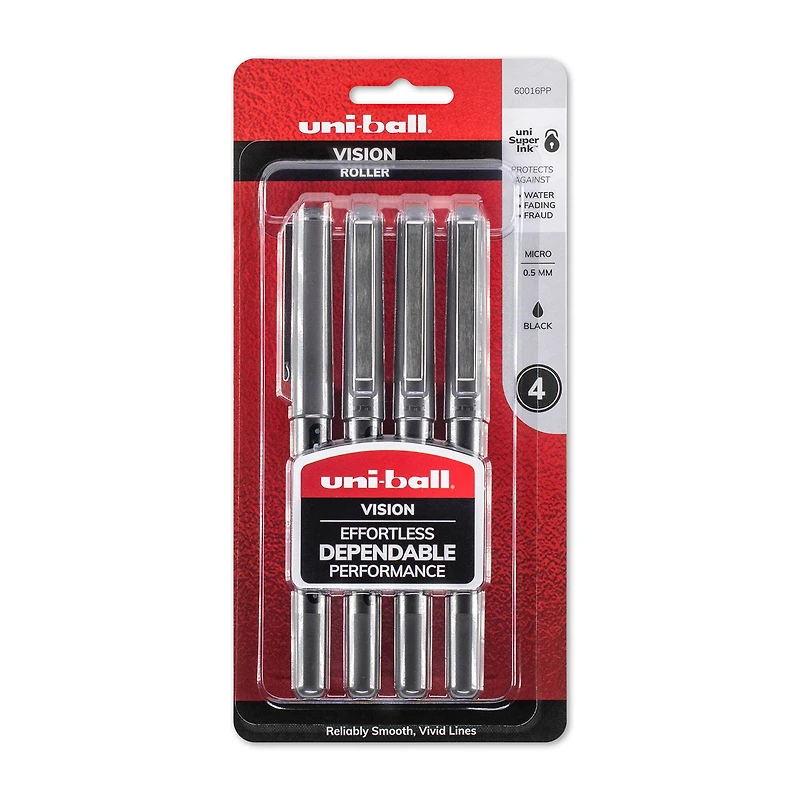 Uni-Ball® Vision Rollerball 4 Black 0.5mm Pen Set