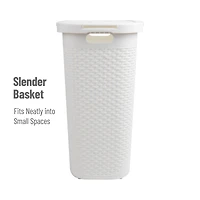 Mind Reader 60L Ventilated Slim Laundry Hamper with Cut Out Handles & Attached Hinged Lid, 2ct.