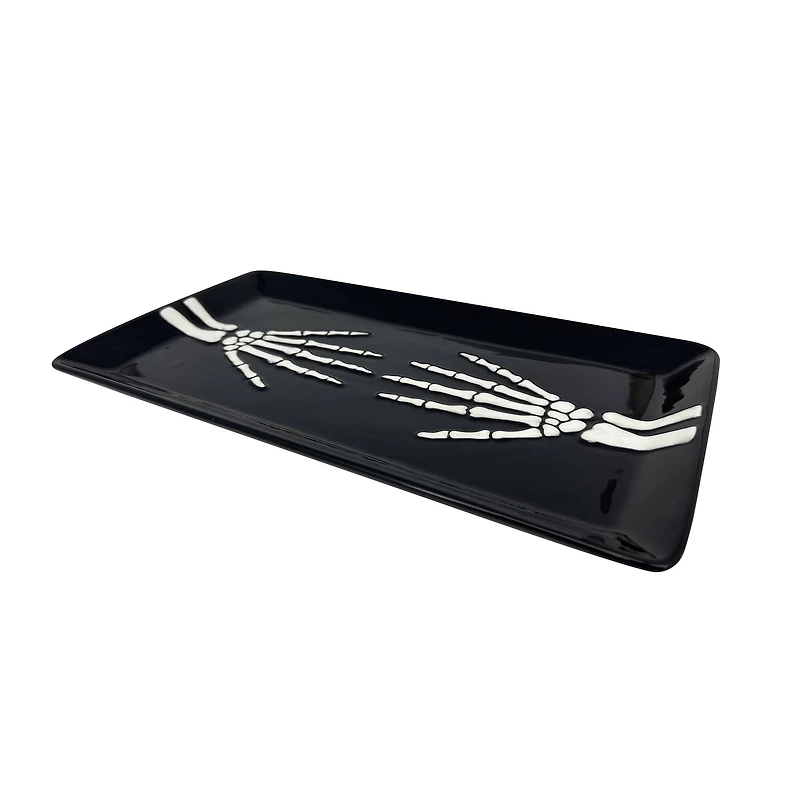 Black Skeleton Hands Serving Tray by Makery™