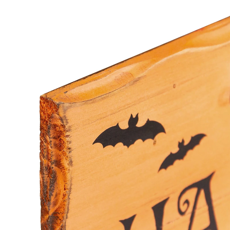 24" Wooden 'Happy Halloween' Wall Sign with Bats