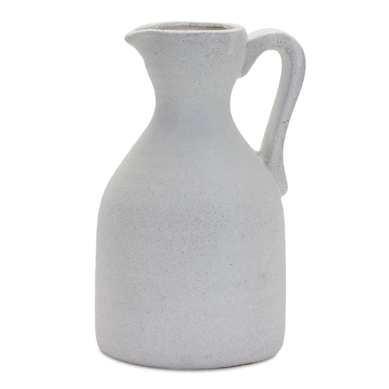 10.5" Modern White Clay Pitcher Vase