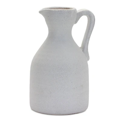 10.5" Modern White Clay Pitcher Vase