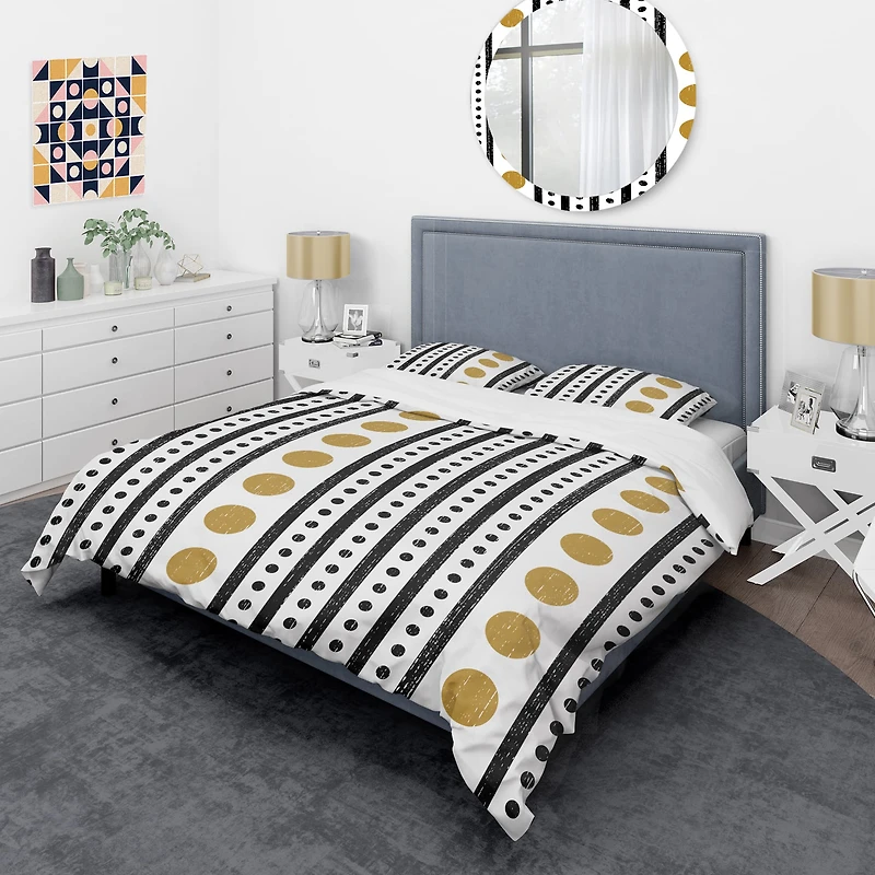 Designart 'Retro Geometrical Abstract Minimal Pattern VII' Mid-Century Duvet Cover Set