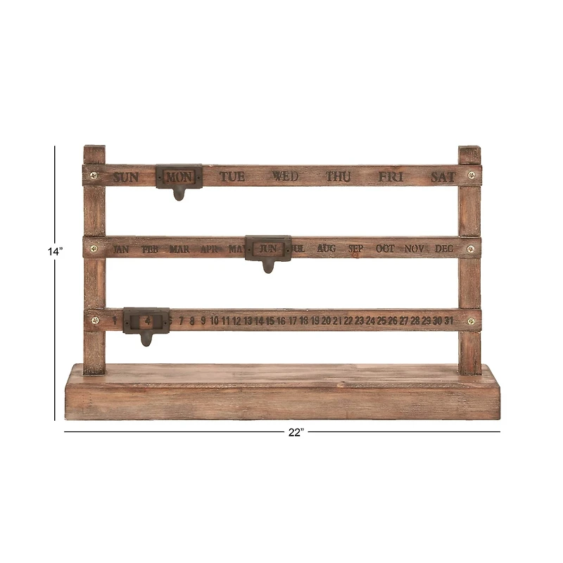 Brown Wood Farmhouse Wall Calendar, 14" x 22" x 4"