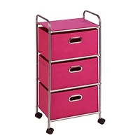 Honey Can Do Pink 3-Drawer Rolling Cart