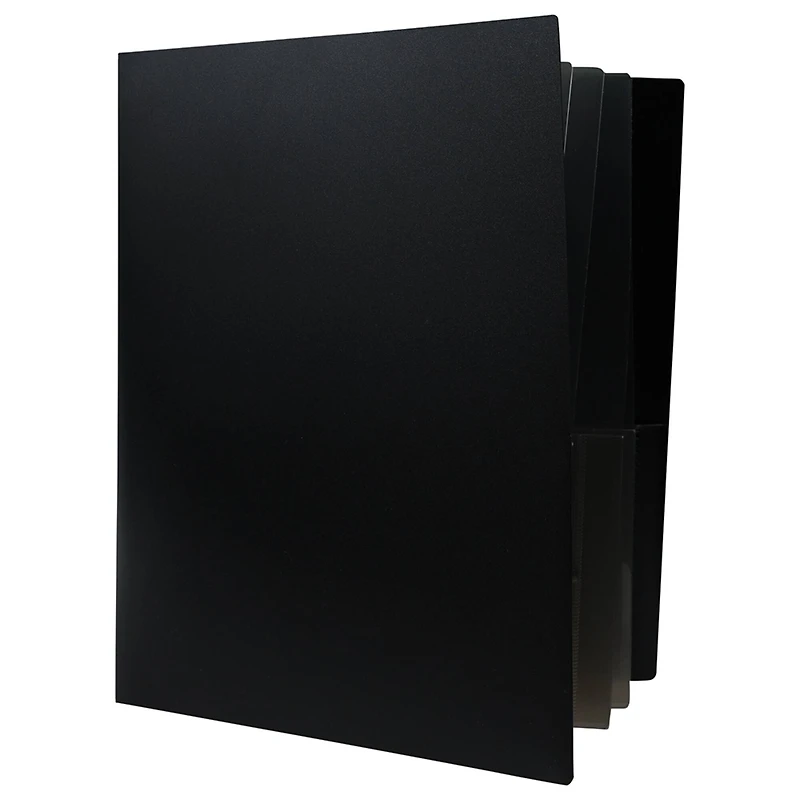 JAM Paper Black Heavy Duty Plastic 10-Pocket Folder, 3ct.