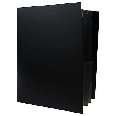 JAM Paper Black Heavy Duty Plastic 10-Pocket Folder, 3ct.