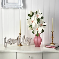 24" White Japanese Magnolia Arrangement in Rose Vase